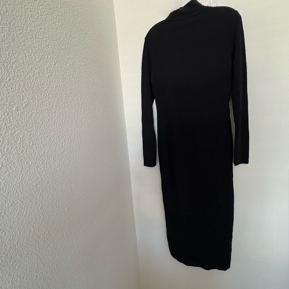 ZARA WOMAN HIGH NECK LONG LIMITED EDITION KNIT DRESS BLACK NWT size L - Picture 6 of 8